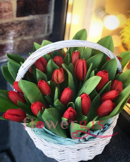 Тюльпаны в корзине